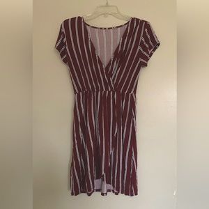 Burgundy wrap style stretchy dress